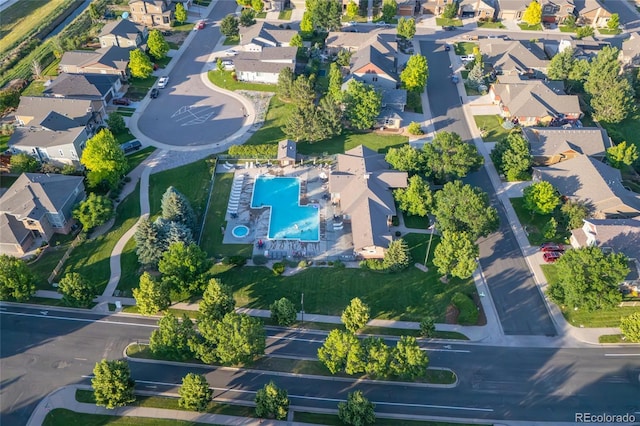 135 Carina Cir Unit 104, Loveland, CO 80537 - aerial view of residential area with a pool area