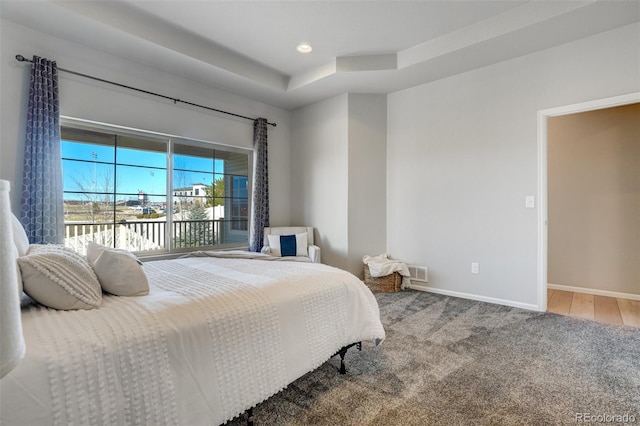 bedroom featuring a raised ceiling