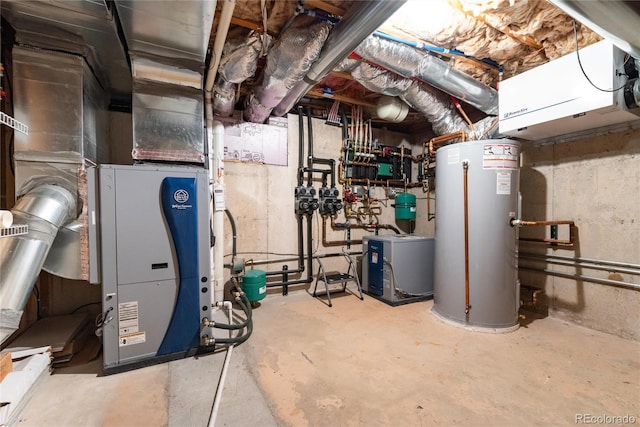 utility room featuring water heater