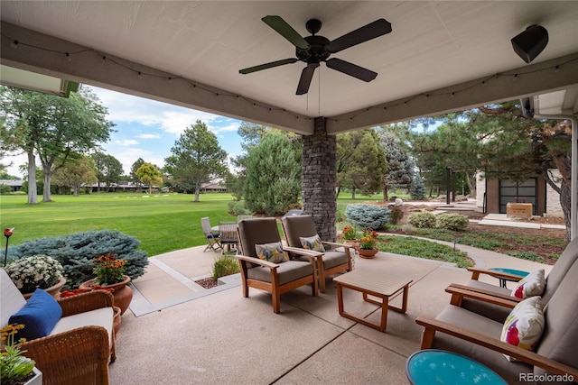 view of patio / terrace with an outdoor hangout area and ceiling fan