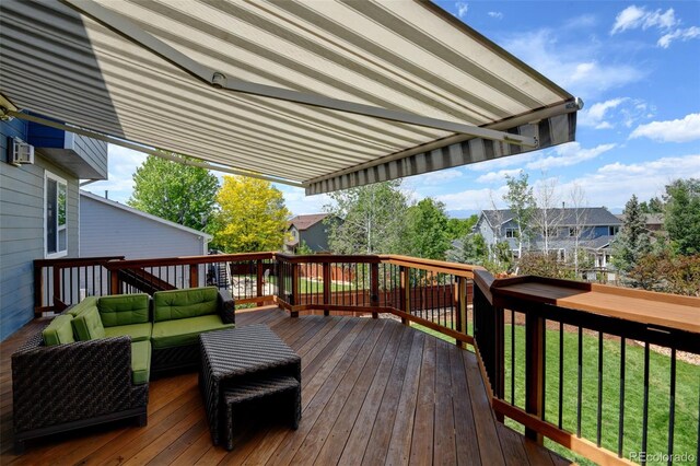 879 Quintana Ln, Erie, CO 80516 - deck with an outdoor living space and a residential view