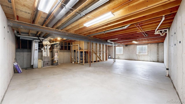 basement with water heater