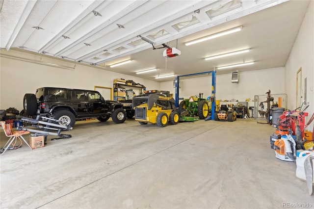 garage with a garage door opener