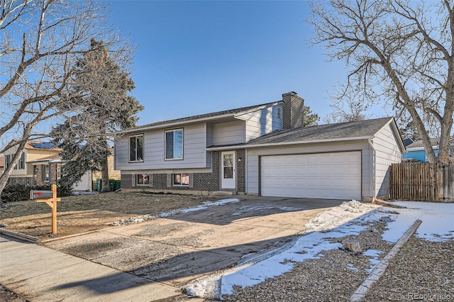 bi-level home with a garage