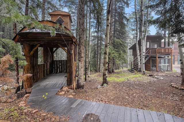 10419 Christopher Dr, Conifer, CO 80433 - wooden deck with stairway