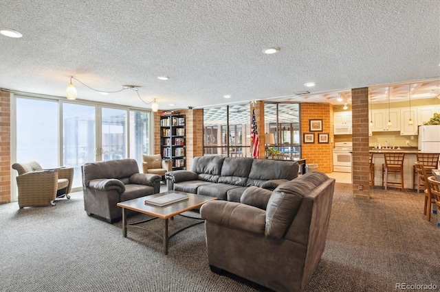 2880 S Locust St Unit 305N, Denver, CO 80222 - carpeted living room with a textured ceiling and recessed lighting