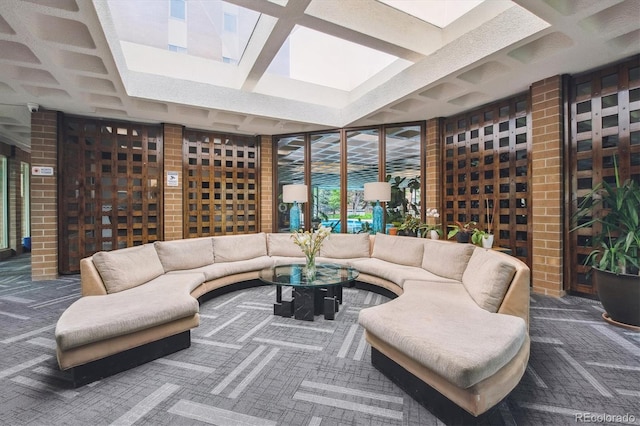 2880 S Locust St Unit 305N, Denver, CO 80222 - carpeted living room featuring coffered ceiling