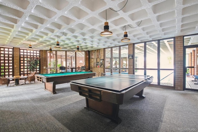 2880 S Locust St Unit 305N, Denver, CO 80222 - rec room with carpet flooring, billiards table, and floor to ceiling windows