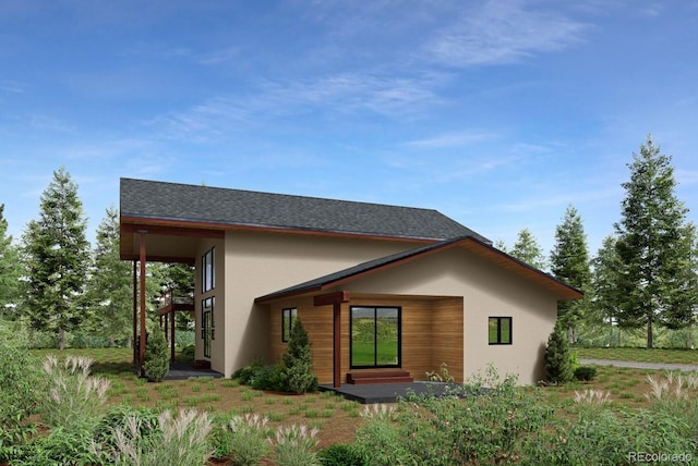 exterior space featuring stucco siding