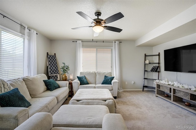 2456 Sierra Springs Dr, Colorado Springs, CO 80916 - living room with ceiling fan and carpet