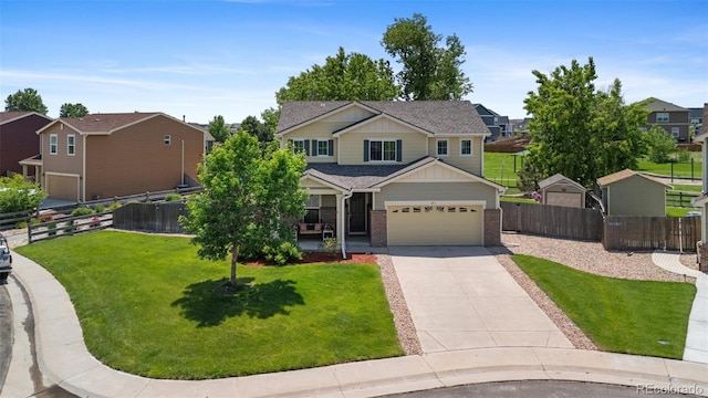 201 Shenandoah Way, Brighton, CO 80603 - view of front of house with brick siding, a residential view, concrete driveway, and a shingled roof
