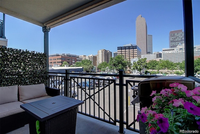 balcony with a city view