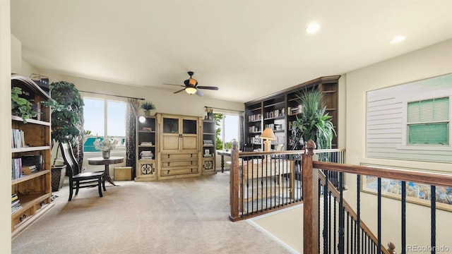 10328 Bluffmont Dr, Lone Tree, CO 80124 - carpeted office featuring ceiling fan, plenty of natural light, and recessed lighting