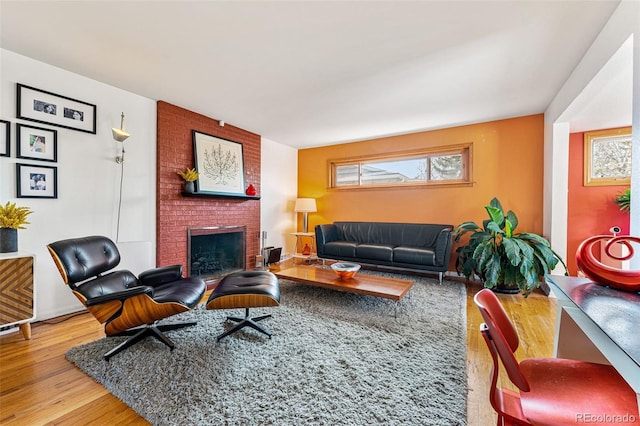 6267 S Josephine Way, Centennial, CO 80121 - living room featuring wood finished floors and a fireplace