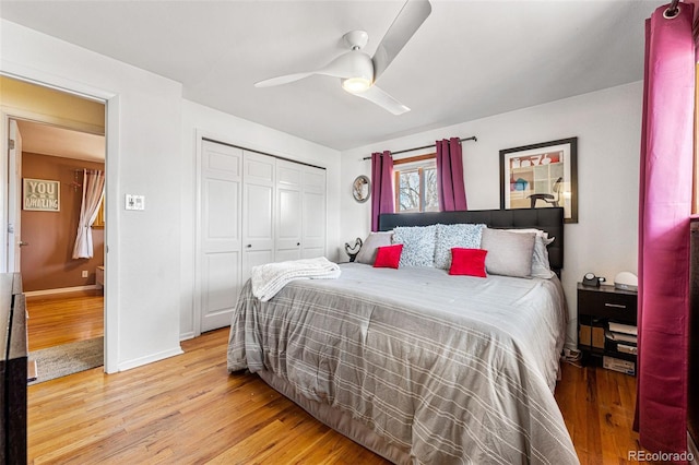 6267 S Josephine Way, Centennial, CO 80121 - bedroom featuring wood finished floors, a closet, and ceiling fan