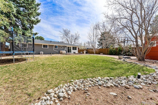 6267 S Josephine Way, Centennial, CO 80121 - fenced backyard featuring a trampoline and a patio area