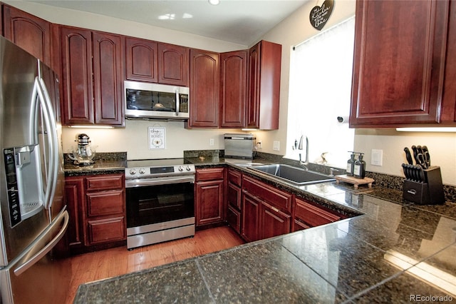 kitchen featuring sink, hardwood / wood-style flooring, and stainless steel appliances