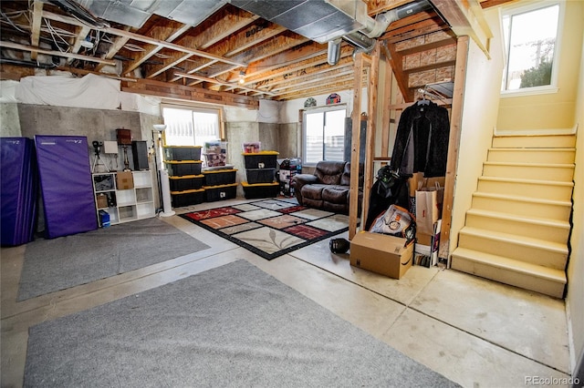 basement featuring a wealth of natural light