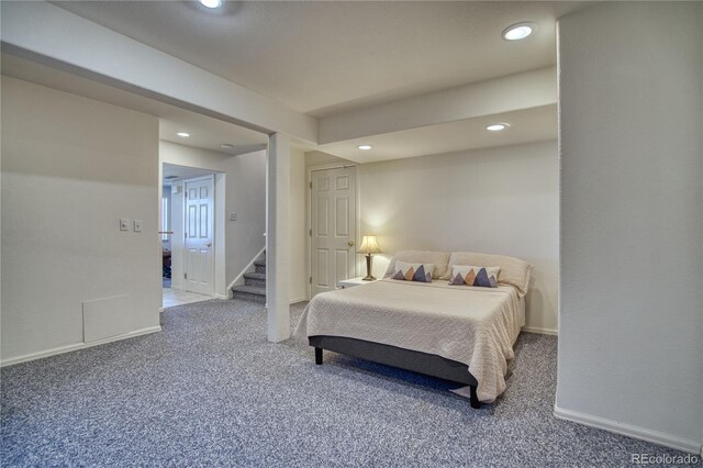 4142 S Deframe Ct, Morrison, CO 80465 - carpeted bedroom featuring recessed lighting and baseboards