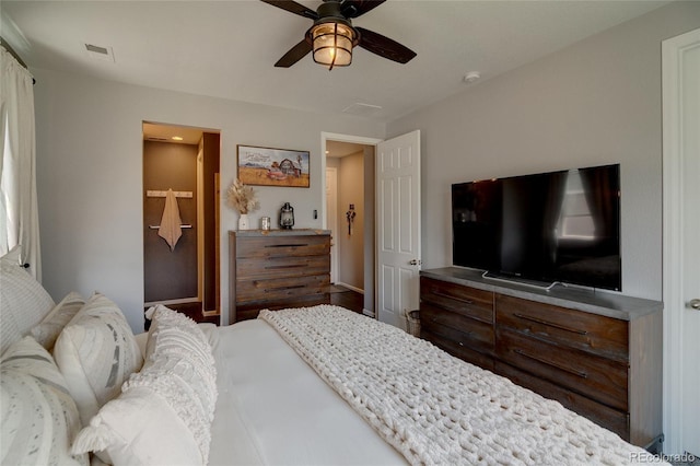 bedroom featuring ceiling fan