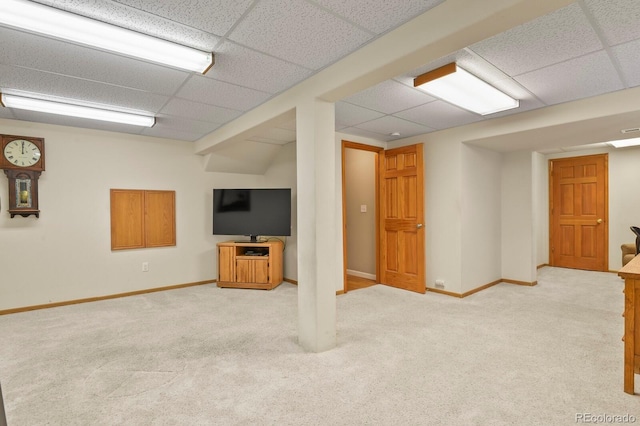 2146 S Ellis Ct, Lakewood, CO 80228 - finished basement with light carpet, a paneled ceiling, and baseboards