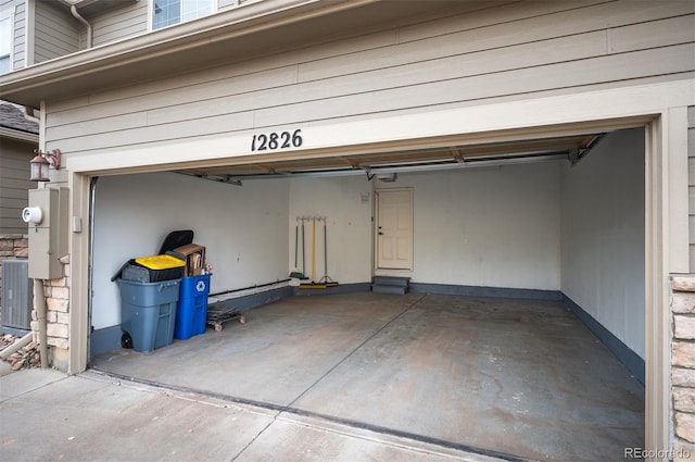 garage with central air condition unit