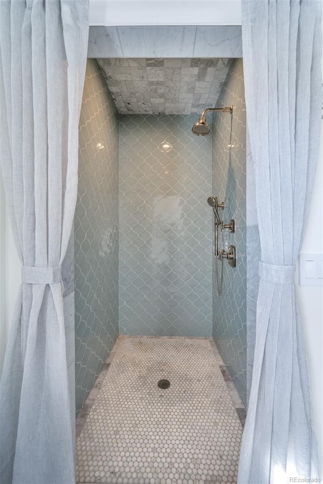 bathroom featuring a shower with curtain