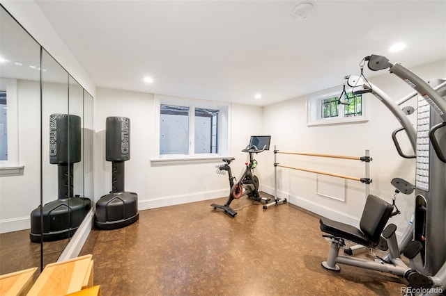 exercise area with concrete floors