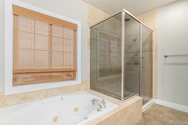 bathroom with plus walk in shower