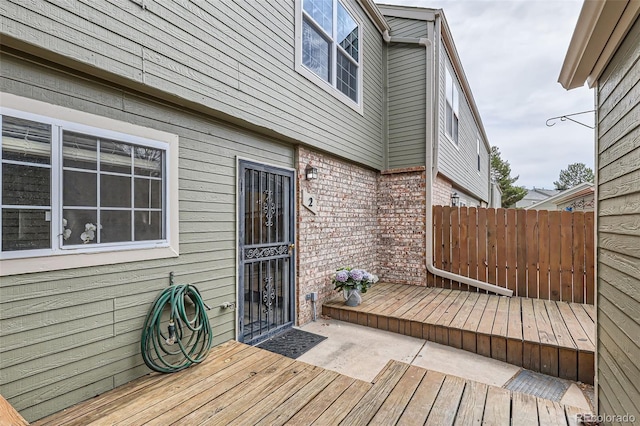 deck featuring fence