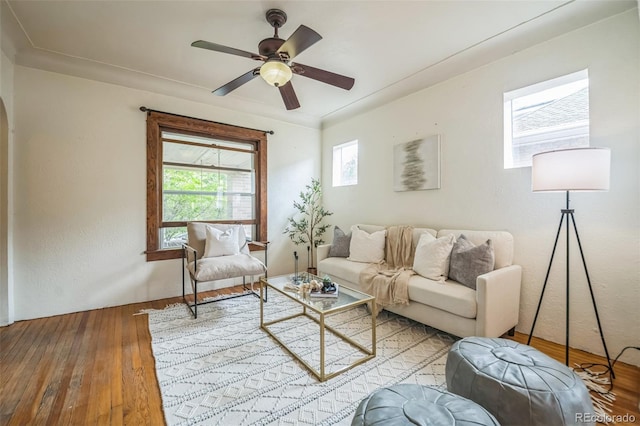 3024 W Denver Pl, Denver, CO 80211 - living room with hardwood / wood-style floors and a ceiling fan