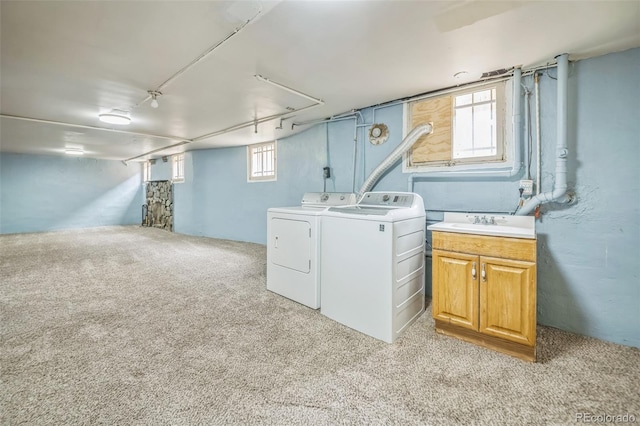 3024 W Denver Pl, Denver, CO 80211 - laundry area featuring independent washer and dryer, carpet flooring, and cabinet space