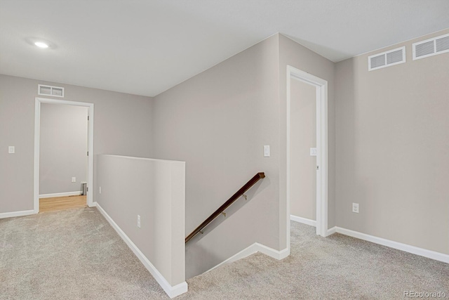5166 Trails Edge Ln, Castle Rock, CO 80104 - corridor with an upstairs landing, carpet floors, baseboards, and recessed lighting