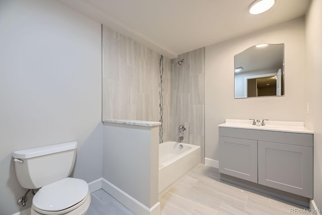 full bathroom with shower / washtub combination, vanity, and toilet