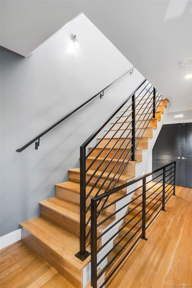 3617 Shoshone St, Denver, CO 80211 - staircase with wood finished floors