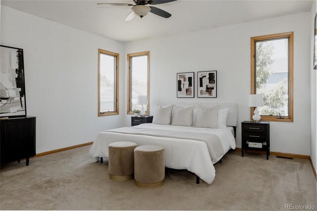 1131 N 4th St, Johnstown, CO 80534 - carpeted bedroom featuring radiator and ceiling fan