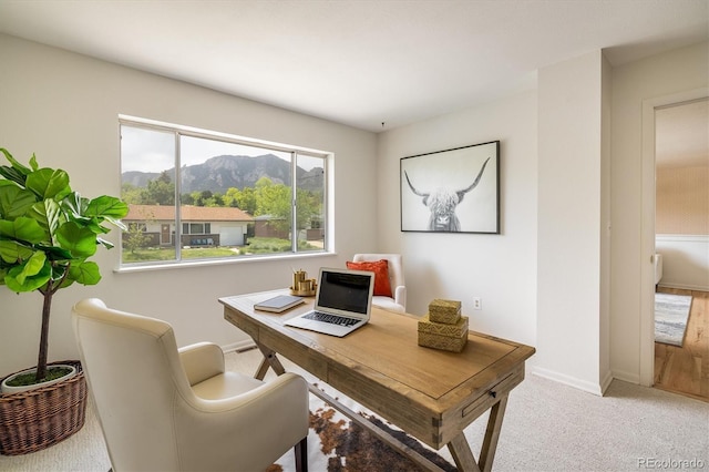 1270 Berea Dr, Boulder, CO 80305 - office area with a mountain view, carpet, and baseboards