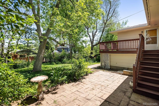 1270 Berea Dr, Boulder, CO 80305 - view of patio with stairway and a wooden deck