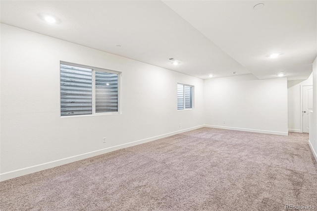 basement with carpet flooring