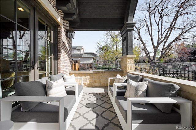view of patio featuring french doors