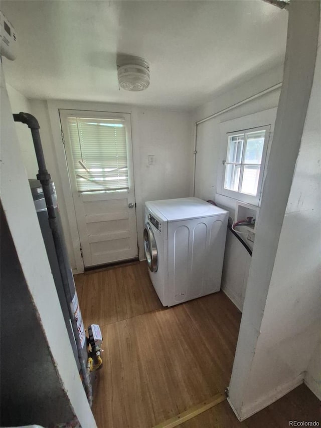 444 S Jersey St, Denver, CO 80224 - laundry room featuring washer / clothes dryer and wood finished floors