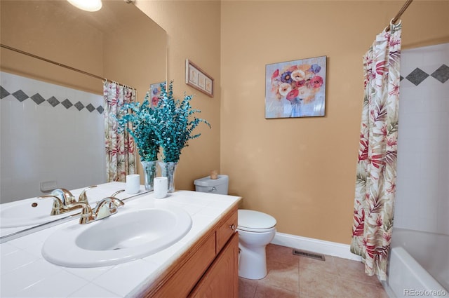 4529 Songglen Cir, Colorado Springs, CO 80906 - full bathroom featuring vanity, toilet, tile patterned flooring, shower / tub combo, and baseboards