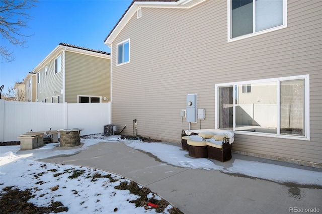 view of snow covered property