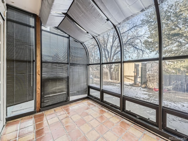 view of unfurnished sunroom