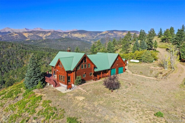 drone / aerial view with a mountain view