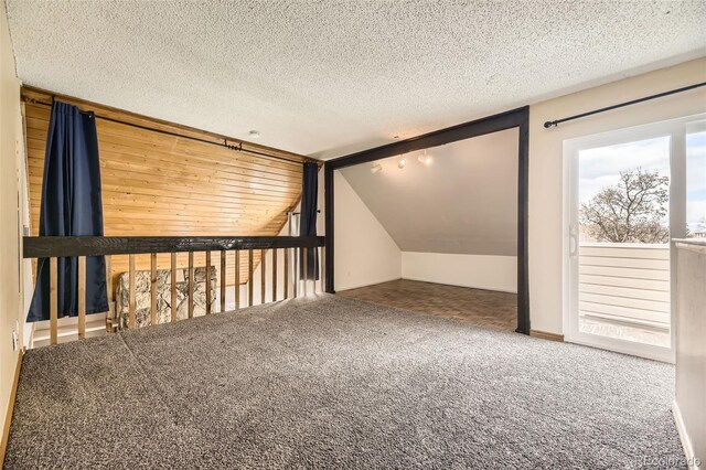 2469 S Xanadu Way Unit A, Aurora, CO 80014 - additional living space with carpet, vaulted ceiling, and a textured ceiling