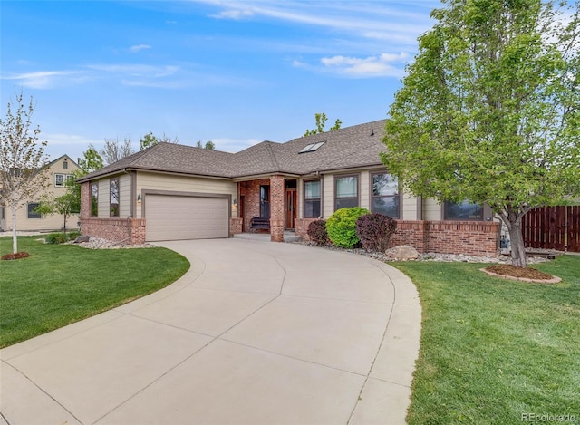236 E Fair Ln, Centennial, CO 80121 - single story home with brick siding, an attached garage, concrete driveway, and a shingled roof