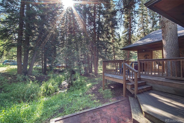 view of yard featuring a deck