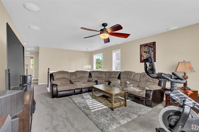 8489 S Quay St, Littleton, CO 80128 - living area with a ceiling fan and light carpet