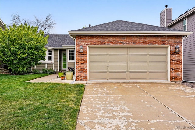 13313 Cherry Cir, Thornton, CO 80241 - view of front of property with a shingled roof, driveway, an attached garage, and brick siding